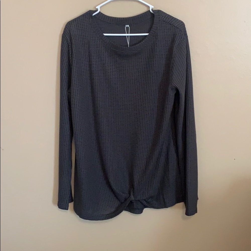 Grey waffle style long sleeve shirt